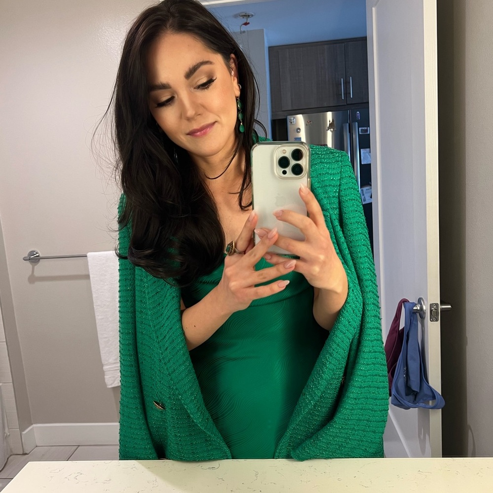 Zara Green Tweed Blazer